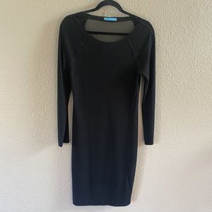 Alice + Olivia Dress  Black Long Sleeve Bodycon Mesh Back LBD Sexy medium